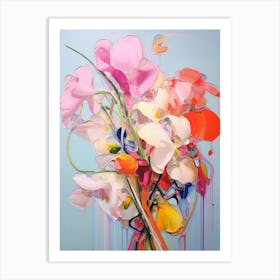 Abstract Flower Painting Sweet Pea 1 Art Print