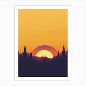 Sunset In The Forest Art Print