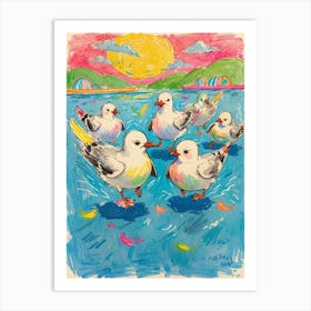 Seagulls On The Beach Art Print