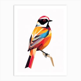Colourful Geometric Bird Lark 3 Art Print