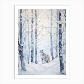 Winter Watercolour Lynx 2 Art Print