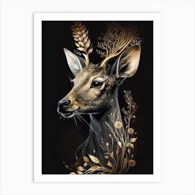 Gold Deer Art Print