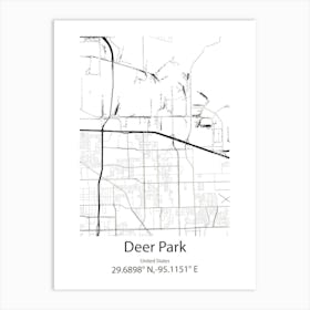 Deer Park,United States Minimalist Map Art Print