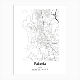 Paiania,Greece Minimalist Map Art Print