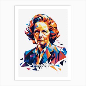 Margaret Thatcher 02 Portrait WPAP Pop Art Art Print