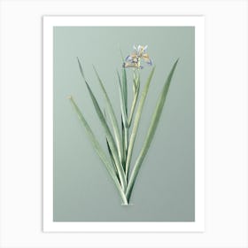 Vintage Stinking Iris Botanical Art on Mint Green Art Print
