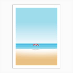 Red Umbrella On The Beach Art Print