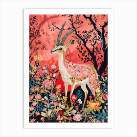 Floral Animal Painting Gazelle 1 Art Print