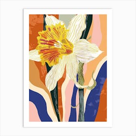 Colourful Flower Illustration Daffodil 1 Art Print