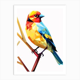 Colourful Geometric Bird American Goldfinch 1 Art Print