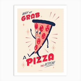 Snack Pack Vintage Style Pizza Cartoon Print Art Print