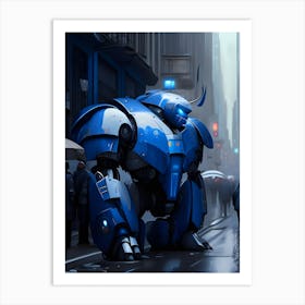 Blue Robot Art Print