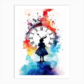 Alice In Wonderland Colourful Watercolour The White Rabbit 3 Art Print