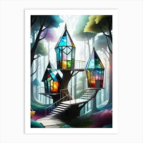 Casitas Modernas En El Bosque Art Print