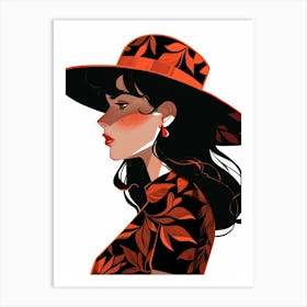 Woman In Red Hat 3 Art Print