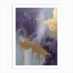 Purple And Gold Abstract Painting Art Print