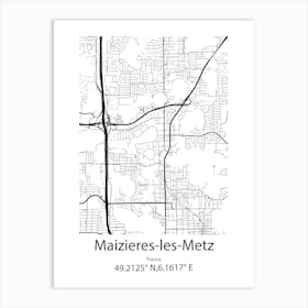 Maizieres Les Metz,France Minimalist Map Art Print