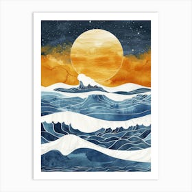 Ocean Waves At Sunset 1 Art Print