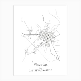 Placetas,Cuba Minimalist Map Art Print