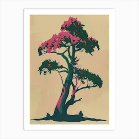 Yew Tree Colourful Illustration 2 Art Print