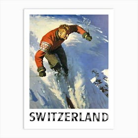 Skiing In Switzerland, Travel Poster Art Print