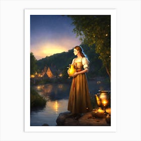 Lady By The River Art Print