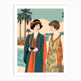 Two Ladies By The Pool Art Print