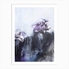 Violet Abstract Flower Painting Art Print