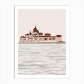 Danube Promenade Budapest Boho Landmark Illustration Art Print