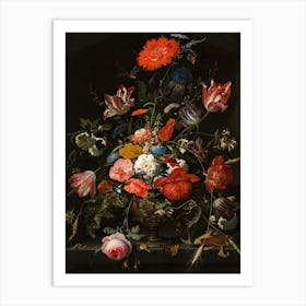 Vase Of Flowers, colorful flower in vase Art Print