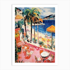 Taormina, Sicily   Italy Beach Club Lido Watercolour 3 Art Print