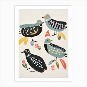 Folk Style Bird Painting Grey Plover 2 Art Print