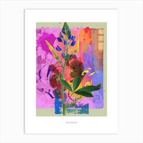 Bluebonnet 4 Neon Flower Collage Poster Art Print