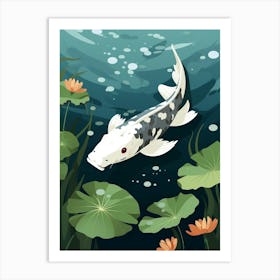 Koi Fish Japanese Style Illustration 11 Art Print