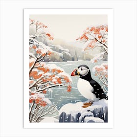 Winter Bird Painting Puffin 4 Art Print