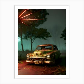 Old Car In The Woods~Reimagined Art Print