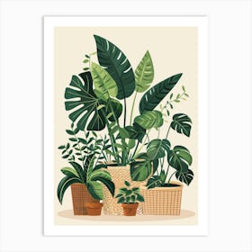 Tropical Plants In Pots Art Print