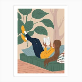 Girl Reading A Book Art Print