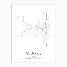 Glucholazy,Poland Minimalist Map Art Print