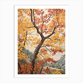 White Poplar 2 Vintage Autumn Tree Print  Art Print