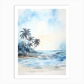 Watercolour Of Punaluu Beach   Hawaii Usa 2 Art Print