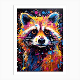 A Crab Eating Raccoon Vibrant Paint Splash 1 Art Print