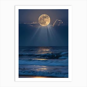 Full Moon Over The Ocean 15 Art Print