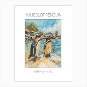 Humboldt Penguin Petermann Island Watercolour Painting 3 Poster Art Print
