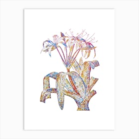 Stained Glass Crinum Erubescens Mosaic Botanical Illustration on White n.0104 Art Print