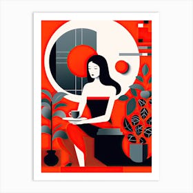 Woman With A Cup Of Coffee Art Print