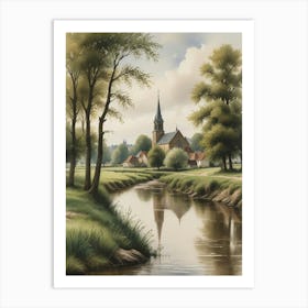 Church By The River Art Print