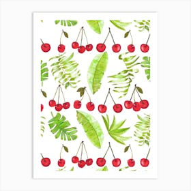 Cherry And Leaves Art Print