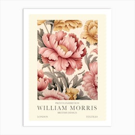 William Morris London Exhibition Poster Pink Flowers Art Print