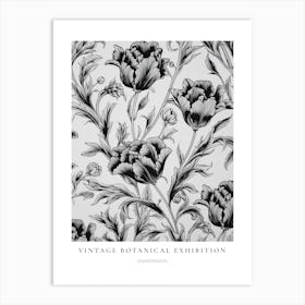 Snapdragon B&W Vintage Botanical Poster Art Print